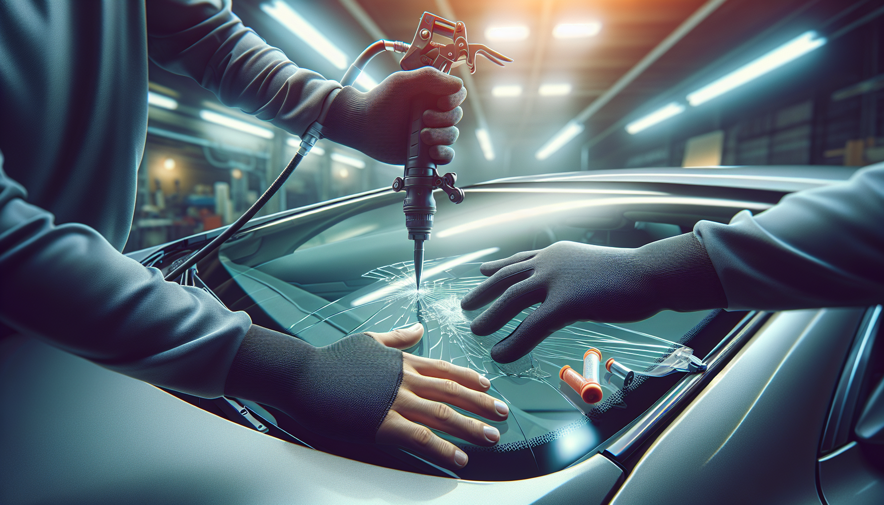 BMW 3 Series windshield replacement - autoglass technician close-up UAE