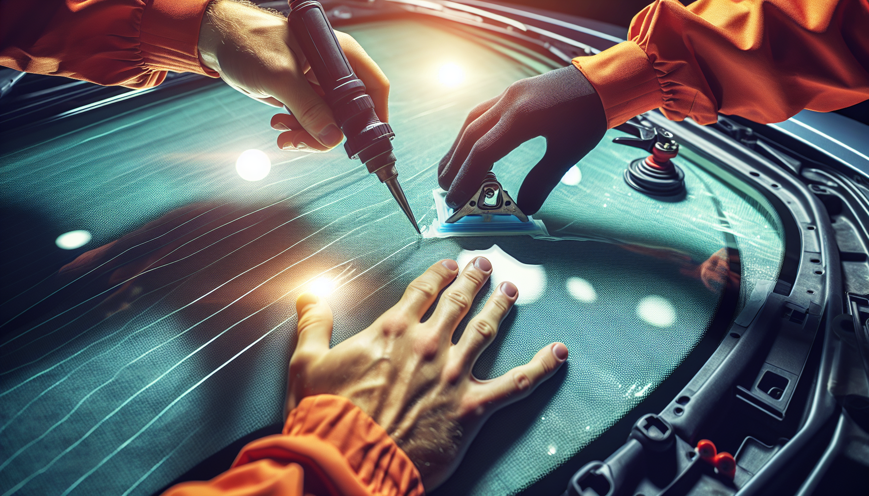 Honda Jazz windshield replacement - autoglass technician close-up UAE