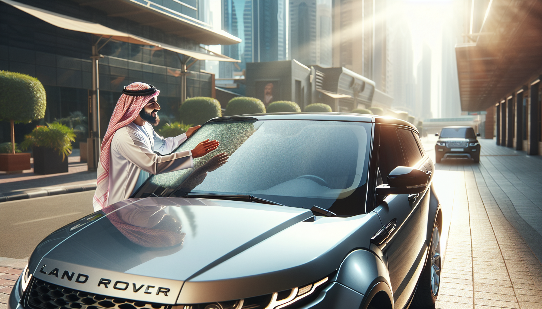 Land Rover Range Evoque windshield replacement - car owner windscreen replacement Dubai