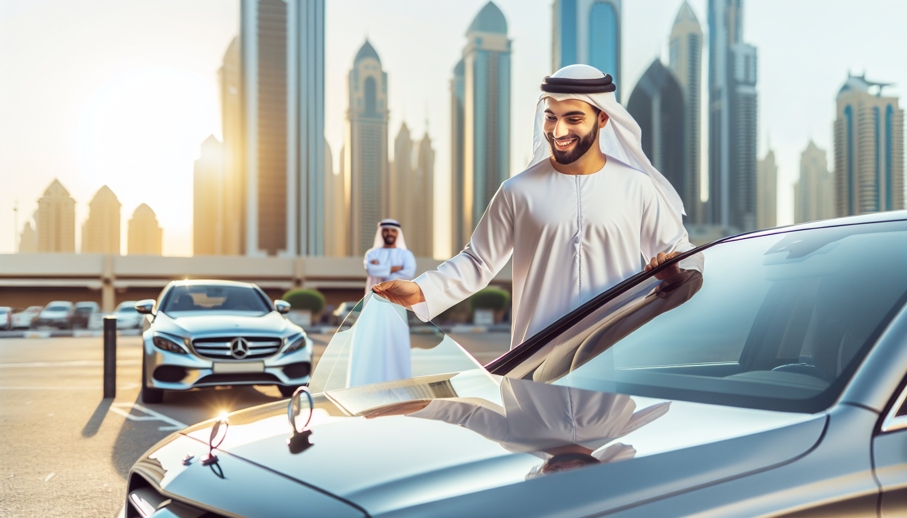 Mercedes C class windshield replacement - car owner windscreen replacement Dubai