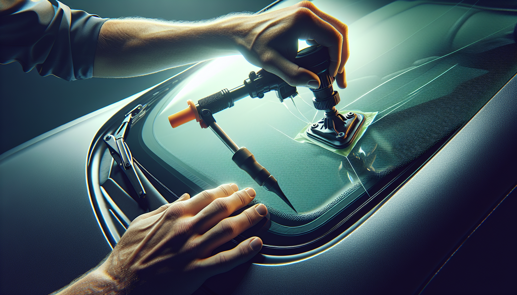 Peugeot 208 windshield replacement - autoglass technician close-up UAE
