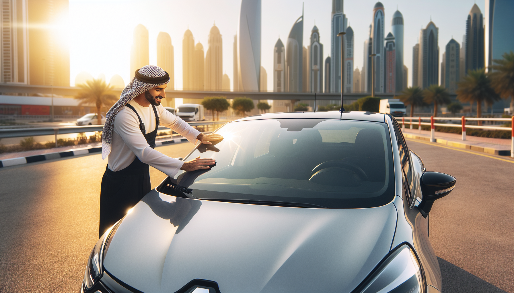 Renault Clio windshield replacement - car owner windscreen replacement Dubai