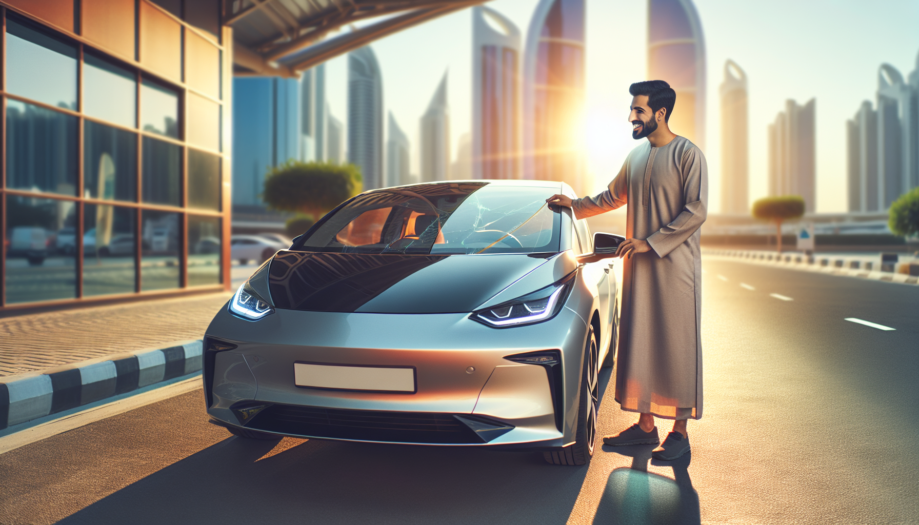 Tesla Model 3 windshield replacement - car owner windscreen replacement Dubai