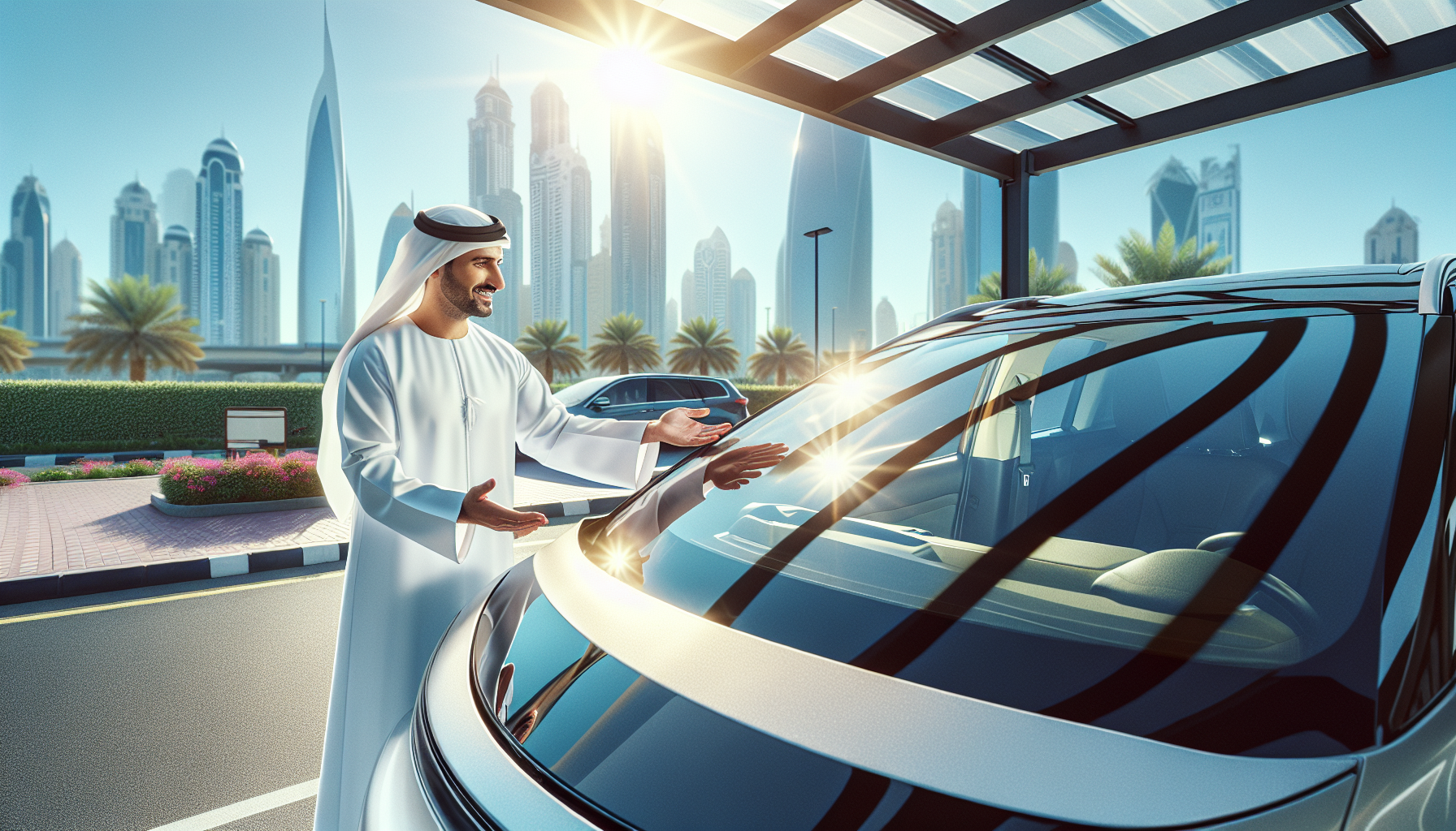 Tesla Model Y windshield replacement - car owner windscreen replacement Dubai