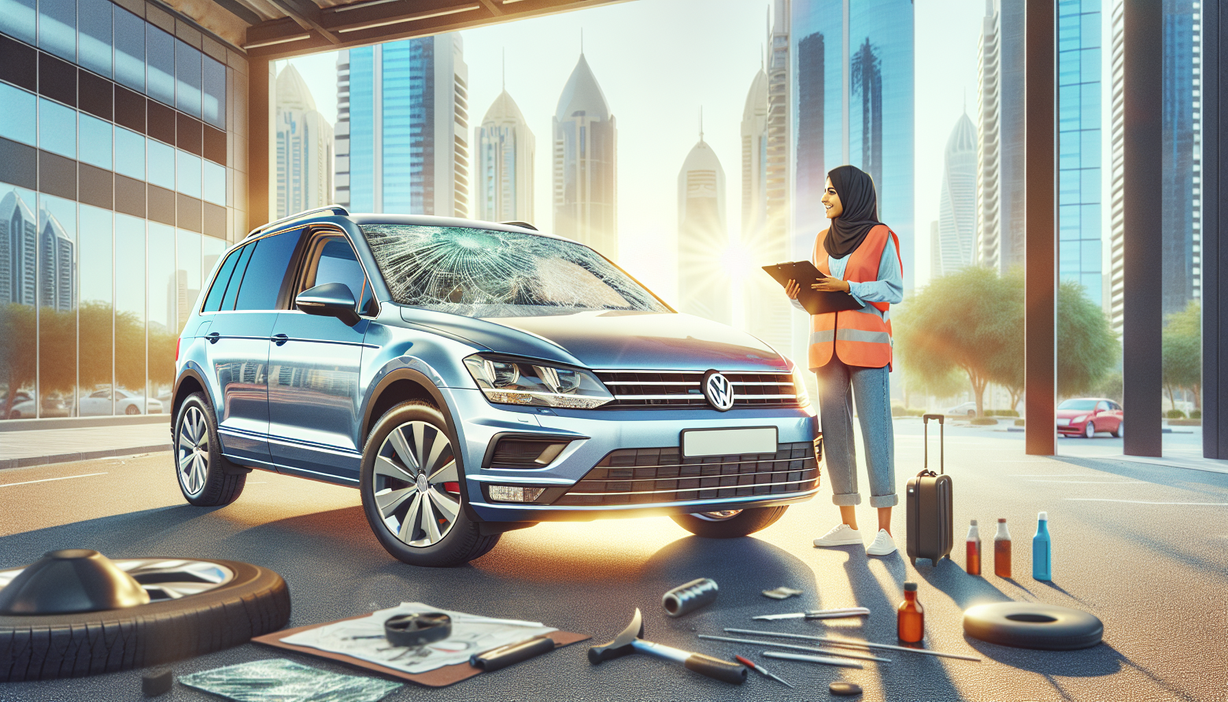 Volkswagen Touran windshield replacement - car owner windscreen replacement Dubai